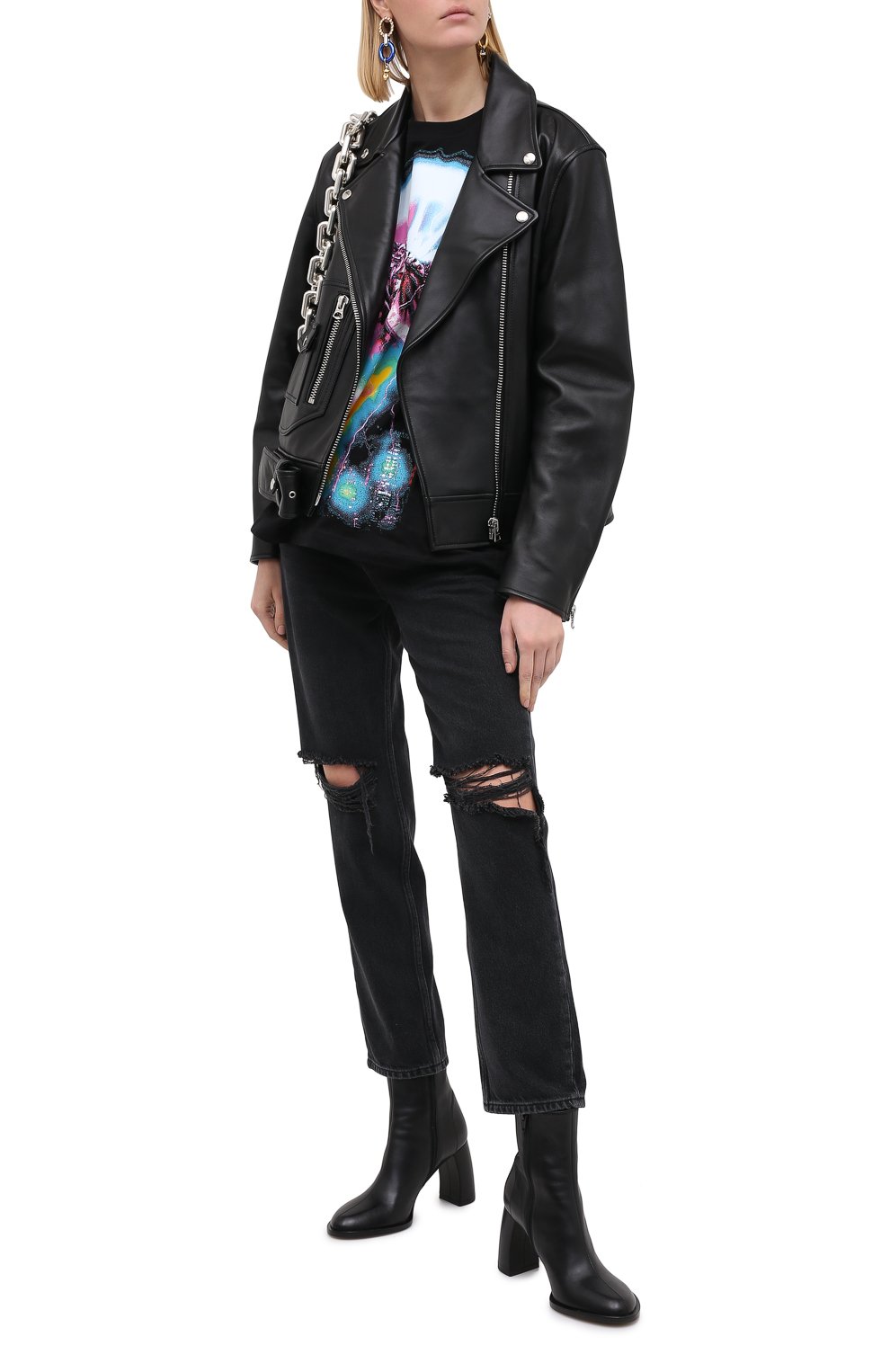 Хлопковая футболка MCQ черного цвета по цене 26000 руб., арт. 624833/RPJ60, фото 2 Хлопковая футболка MCQ, арт. 624833/RPJ60, фото 2