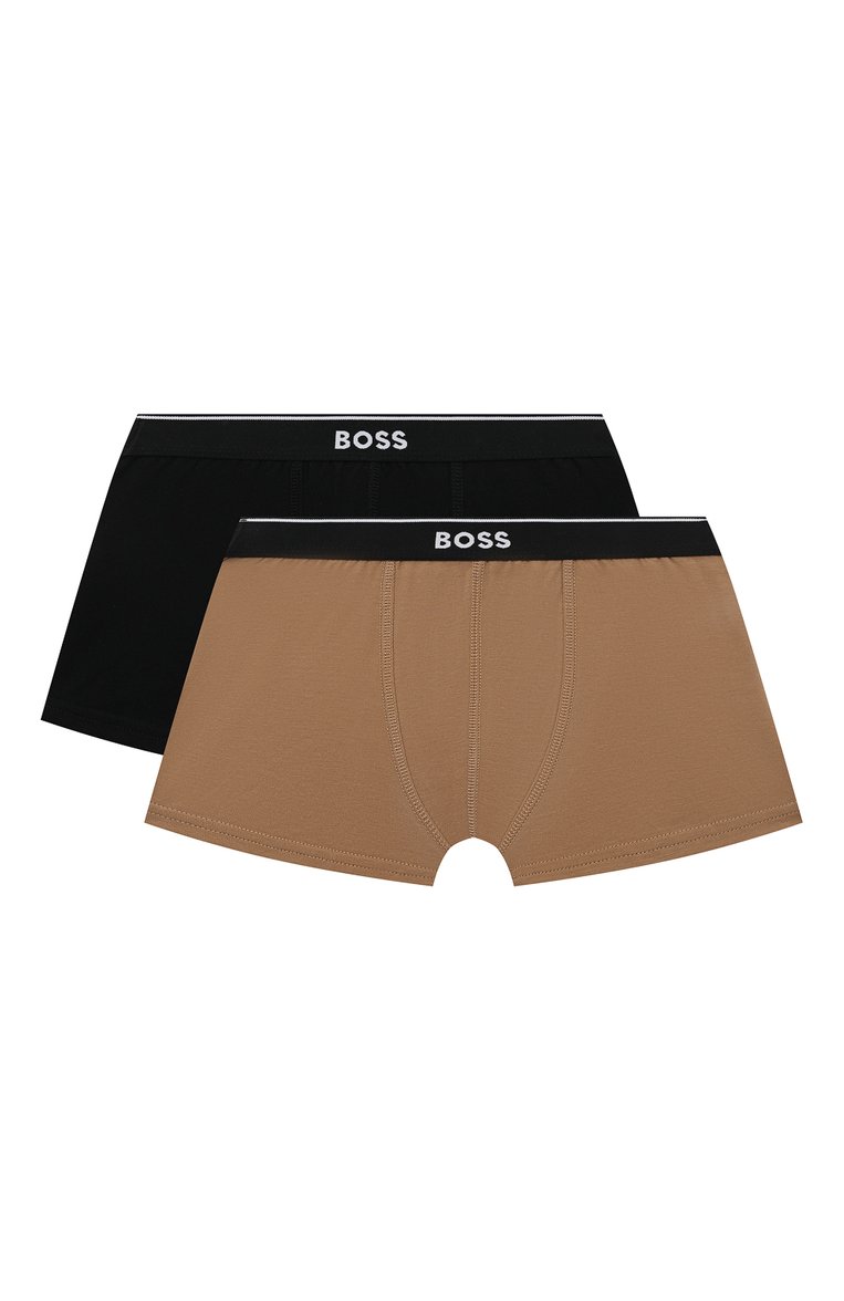 Детские комплект из двух боксеров BOSS черного цвета, арт. J20417/6A-12A | Фото 1 (Материал внешний: Хлопок; Драгоценные камни: Проставлено; Рукава: Короткие; Материал сплава: Проставлено; Ростовка одежда: 8 лет | 128 см, 9 лет | 134 см, 12 лет | 152 см)