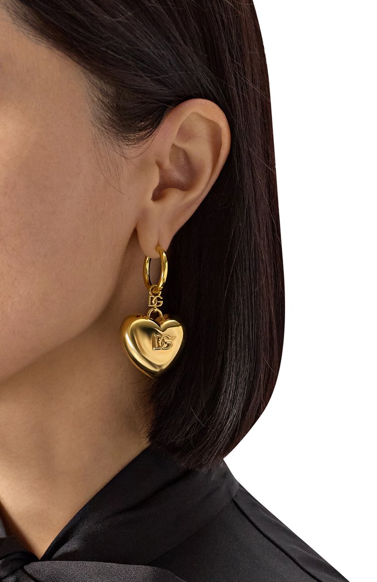 Женские серьги DOLCE & GABBANA золотого цвета, арт. WEQ8S1 W1111 | Фото 2 (Нос: Не проставлено; Региональные ограничения белый список (Axapta Mercury): Не проставлено; Материал: Металл)