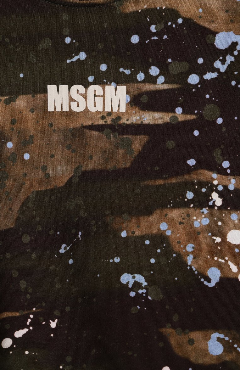 Детский хлопковый свитшот MSGM KIDS хаки цвета, арт. S5MSJBSW029 | Фото 3 (Рукава: Длинные; Мальчики Кросс-КТ: Свитшот-одежда; Материал внешний: Хлопок; Автоматизация состава: Проставлено; Автоматизация ТО: Проставлено; Ростовка одежда: 6 лет | 116 см, 10 - 11 лет | 140 - 146см, 12 лет | 152 см, 16 лет | 164 см, 8 лет | 128 см)