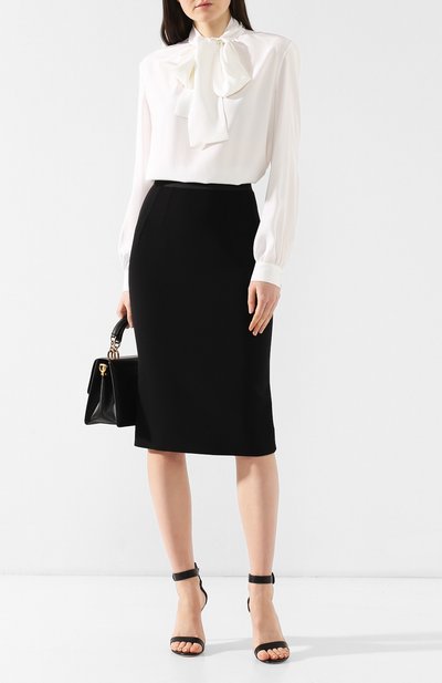 Шерстяная юбка DOLCE & GABBANA черного цвета по цене 72500 руб., арт. F4AQVT/FUBDY, фото 2 Шерстяная юбка DOLCE & GABBANA, арт. F4AQVT/FUBDY, фото 2