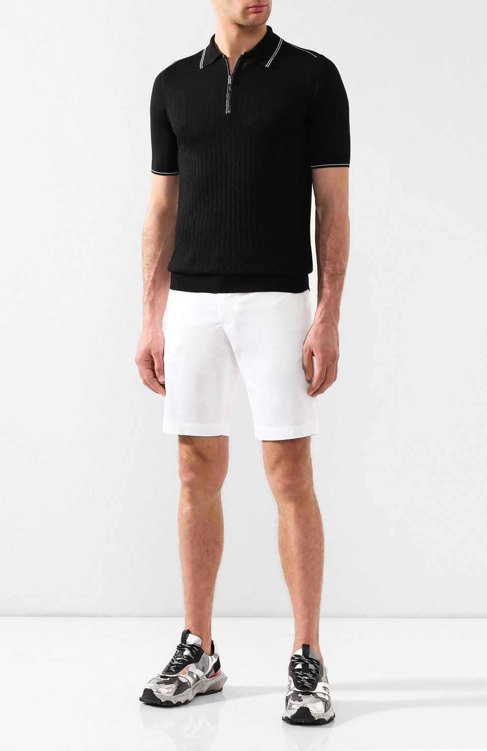 Шелковое поло с отделкой из кожи аллигатора ZILLI, арт. MBR-PZ032-SECR1/MC02/AMIS, фото 2