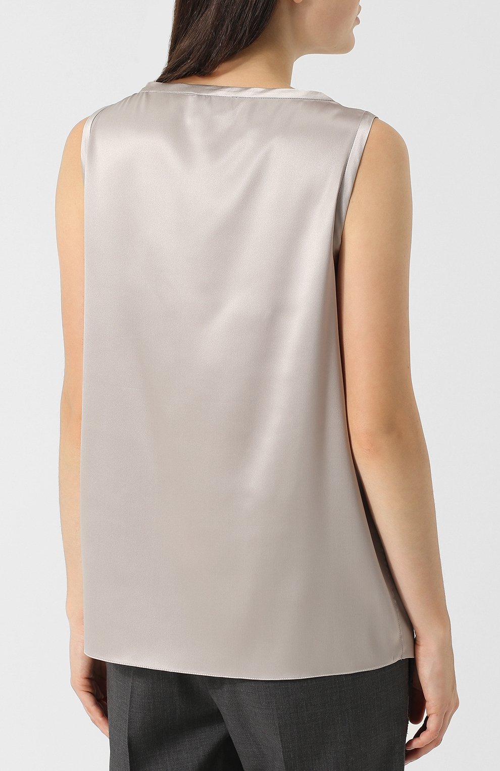 Однотонный шелковый топ с v-образным вырезом BRUNELLO CUCINELLI, арт. M0C59E0612, фото 4