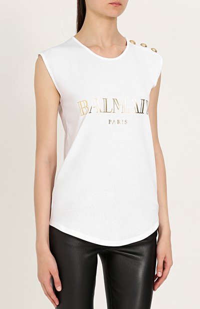 Топ без рукавов с металлизированным логотипом бренда BALMAIN, арт. 108563/326I, фото 3