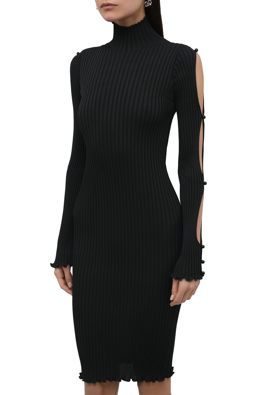 Платье из вискозы BOTTEGA VENETA темно-зеленого цвета по цене 126500 руб., арт. 670662/V1D00, фото 3 Платье из вискозы BOTTEGA VENETA, арт. 670662/V1D00, фото 3