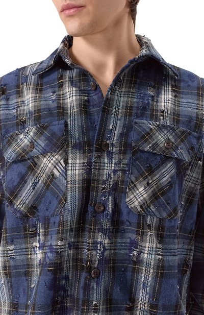 Хлопковая рубашка destroyed WHO_AM, арт. MCS1-WIM1-BLU, фото 5