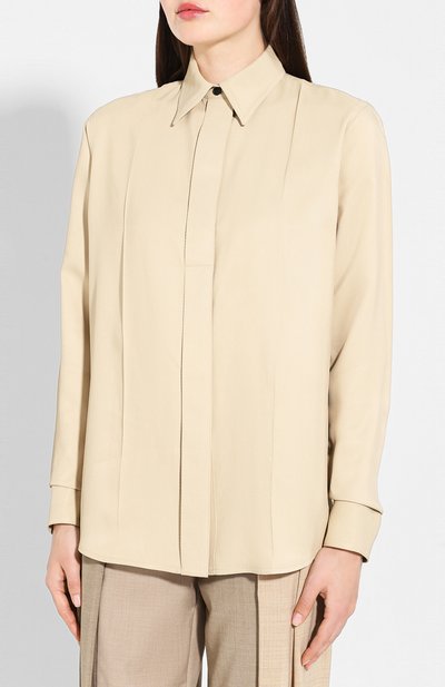 Рубашка из вискозы VICTORIA BECKHAM бежевого цвета по цене 55400 руб., арт. SH SLM 11013A, фото 3 Рубашка из вискозы VICTORIA BECKHAM, арт. SH SLM 11013A, фото 3