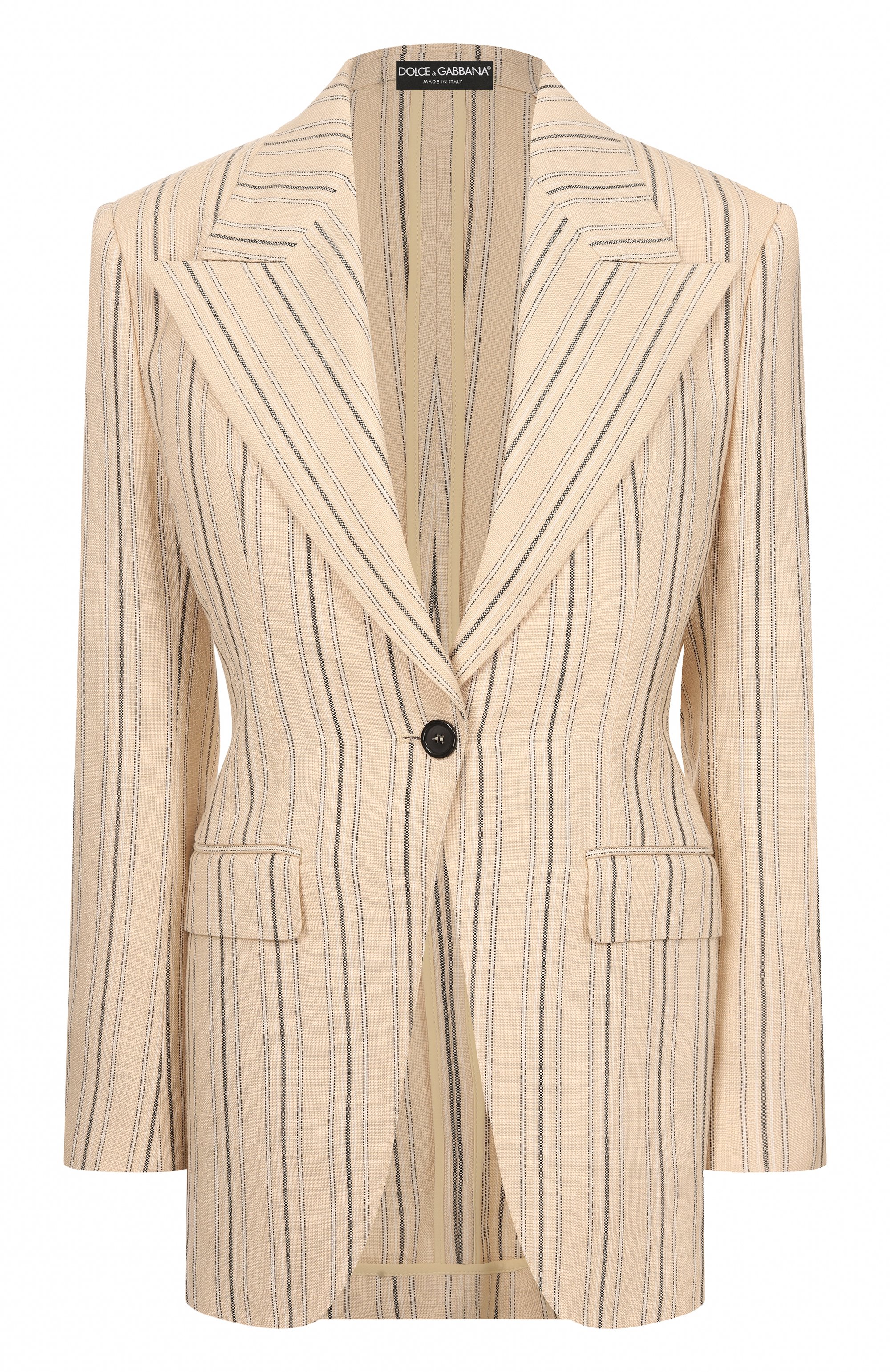 Жакет из вискозы DOLCE & GABBANA бежевого цвета по цене 429000 руб., арт. F29W0T/FR8AC, фото 1 Жакет из вискозы DOLCE & GABBANA, арт. F29W0T/FR8AC, фото 1
