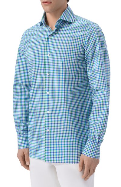 Хлопковая рубашка FINAMORE 1925 зеленого цвета по цене 44050 руб., арт. NAP0LI 1 EDUARD0 Z L/M0683, фото 3 Хлопковая рубашка FINAMORE 1925, арт. NAP0LI 1 EDUARD0 Z L/M0683, фото 3