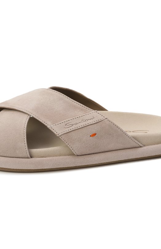 Замшевые шлепанцы Santoni WHXG71540G0MTMGD Бежевый  WHXG71540G0MTMGD Фото 7