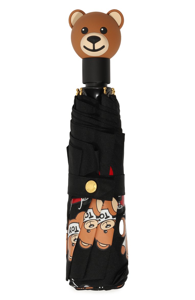 Женский складной зонт MOSCHINO черного цвета, арт. 8340 0PENCL0SE | Фото 4 (Материал сплава: Проставлено; Материал: Металл, Синтетический материал, Текстиль; Нос: Не проставлено)