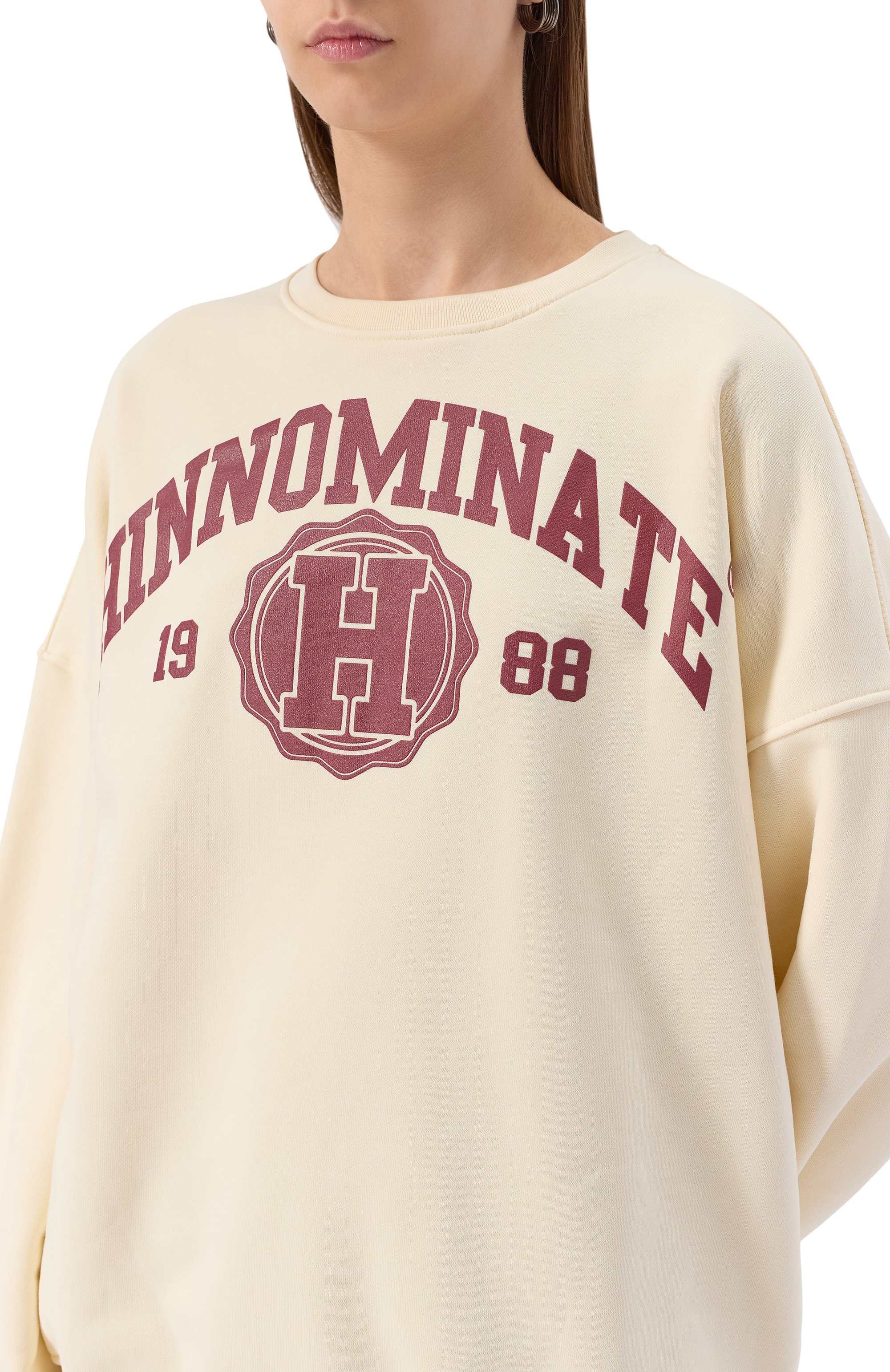 Хлопковый свитшот HINNOMINATE кремового цвета по цене 13200 руб., арт. HMABW02070, фото 5 Хлопковый свитшот HINNOMINATE, арт. HMABW02070, фото 5