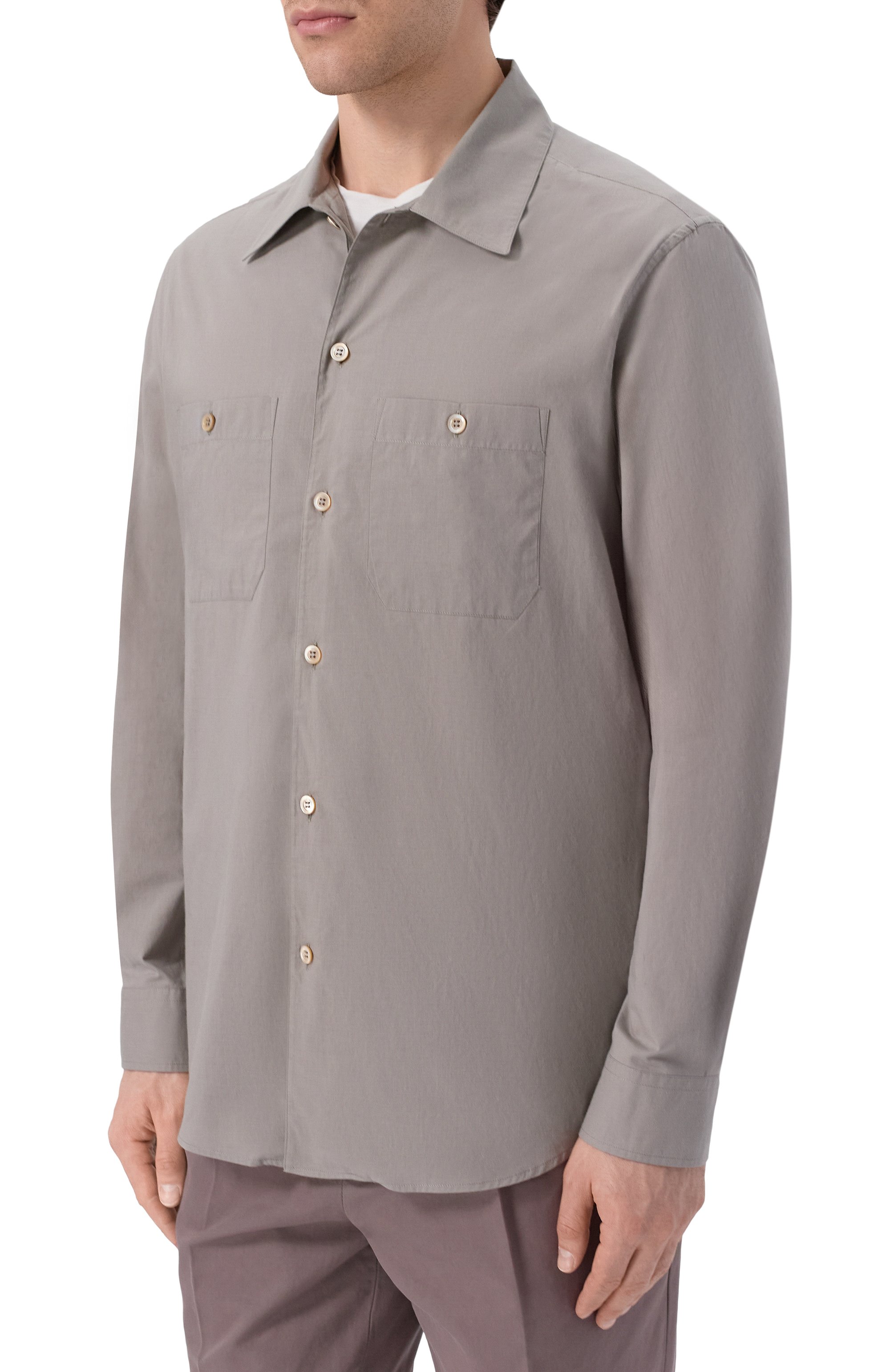 Хлопковая рубашка BRUNELLO CUCINELLI, арт. MA6740658, фото 3