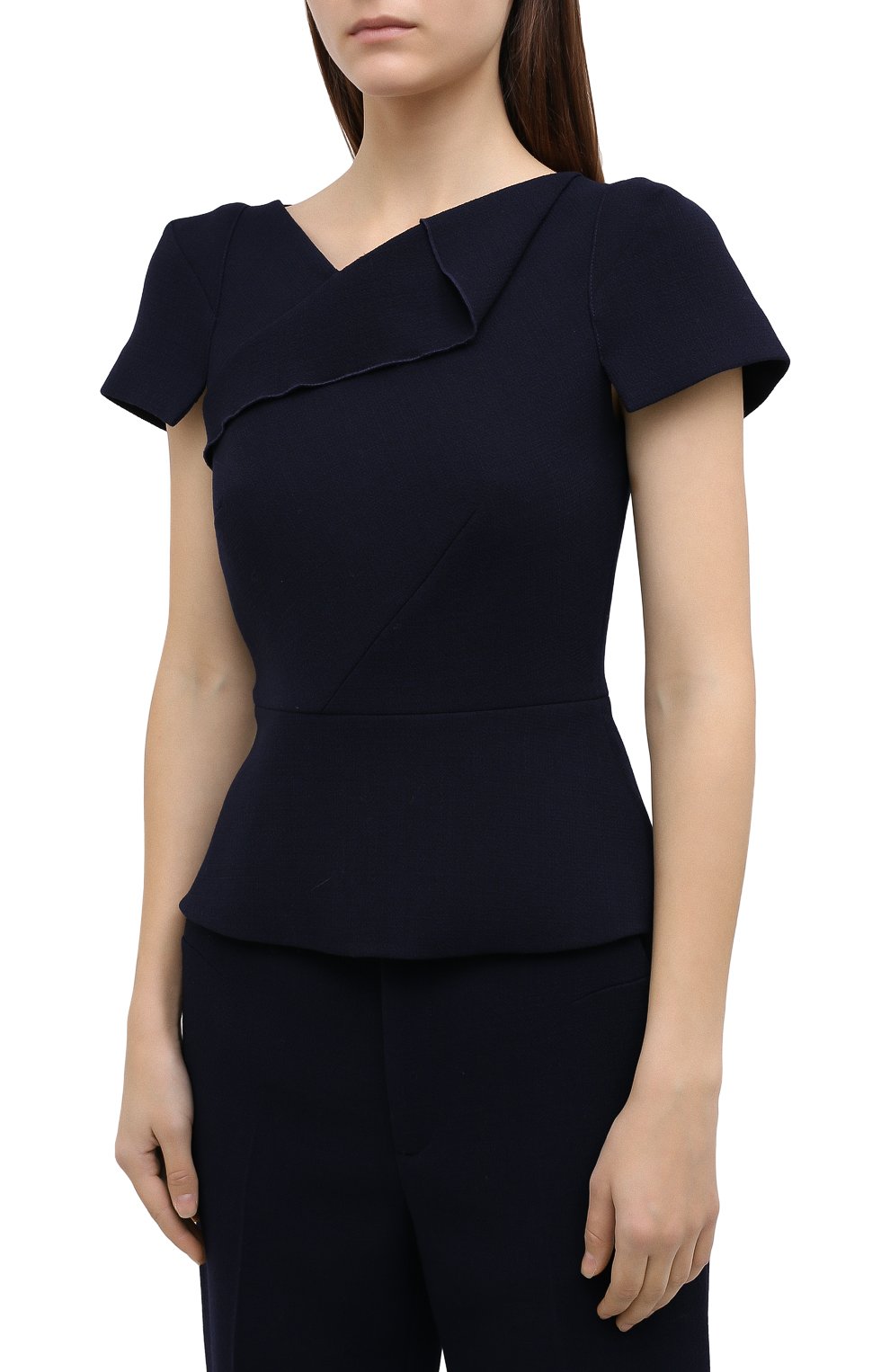 Шерстяной топ ROLAND MOURET синего цвета по цене 69800 руб., арт. PW20/S0968/F4044, фото 3 Шерстяной топ ROLAND MOURET, арт. PW20/S0968/F4044, фото 3
