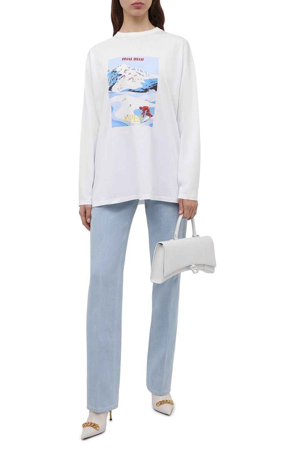 Хлопковый лонгслив MIU MIU, арт. MJL806-1Z3J-F0009, фото 2
