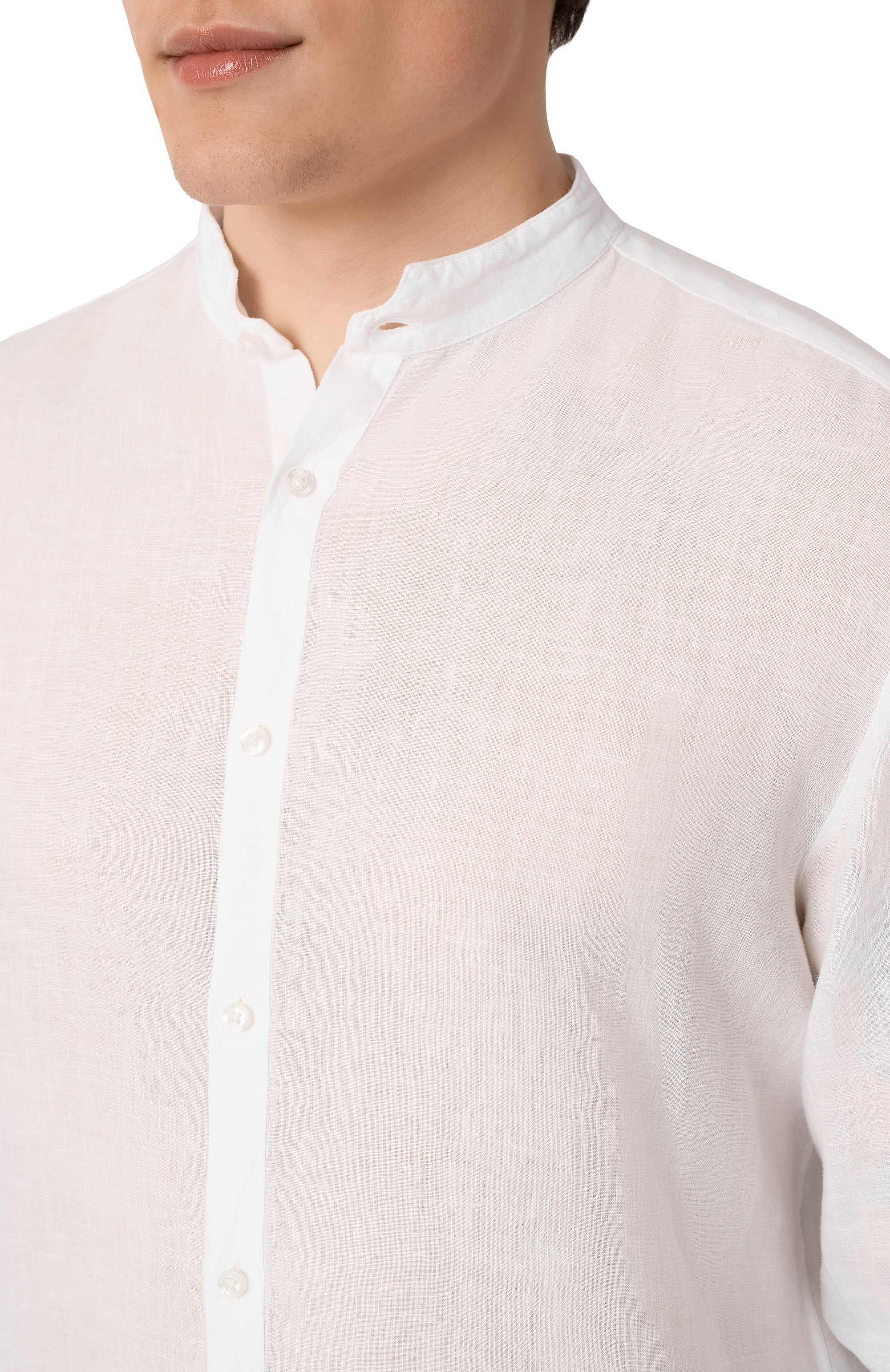 Льняная рубашка HUGO белого цвета по цене 14950 руб., арт. 50490740, фото 5 Льняная рубашка HUGO, арт. 50490740, фото 5