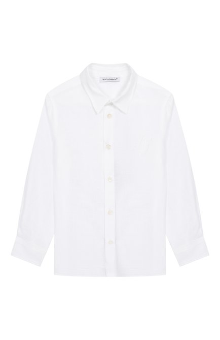 Детская льняная рубашка DOLCE & GABBANA белого цвета, арт. L42S70/G7YEA/2-6 | Фото 1 (Материал внешний: Лен; Рукава: Длинные; Стили: Классический; Региональные ограничения белый список (Axapta Mercury): RU; Ростовка одежда: 2 года | 92 см, 3 года | 98 см, 4 года | 104 см, 5 лет | 110 см, 6 лет | 116 см)