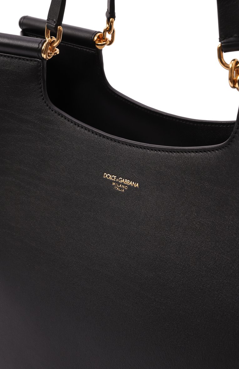 Женская сумка-тоут sicily shopper large DOLCE & GABBANA черного цвета, арт. BB7727/B7321 | Фото 3 (Материал: Натуральная кожа; Материал сплава: Проставлено; Размер: large; Драгоценные камни: Проставлено)