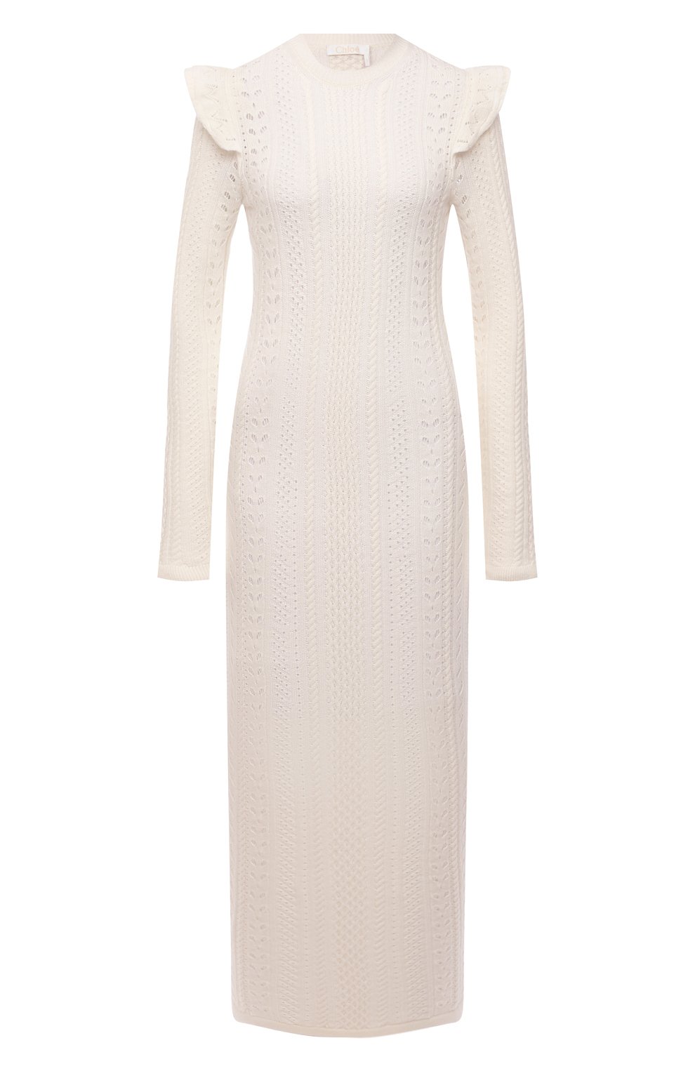 Платье из шерсти и кашемира CHLOÉ кремового цвета по цене 238000 руб., арт. CHC21WMR07580, фото 1 Платье из шерсти и кашемира CHLOÉ, арт. CHC21WMR07580, фото 1