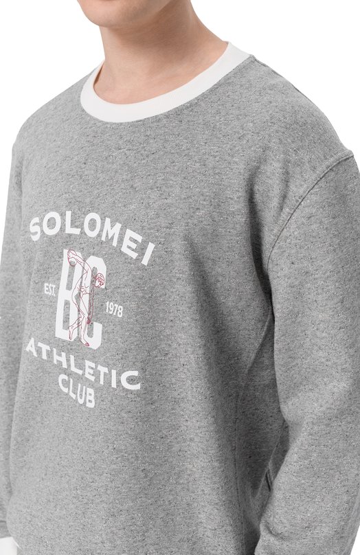 Свитшот из хлопка и льна Brunello Cucinelli MR8313380G Серый  MR8313380G Фото 5