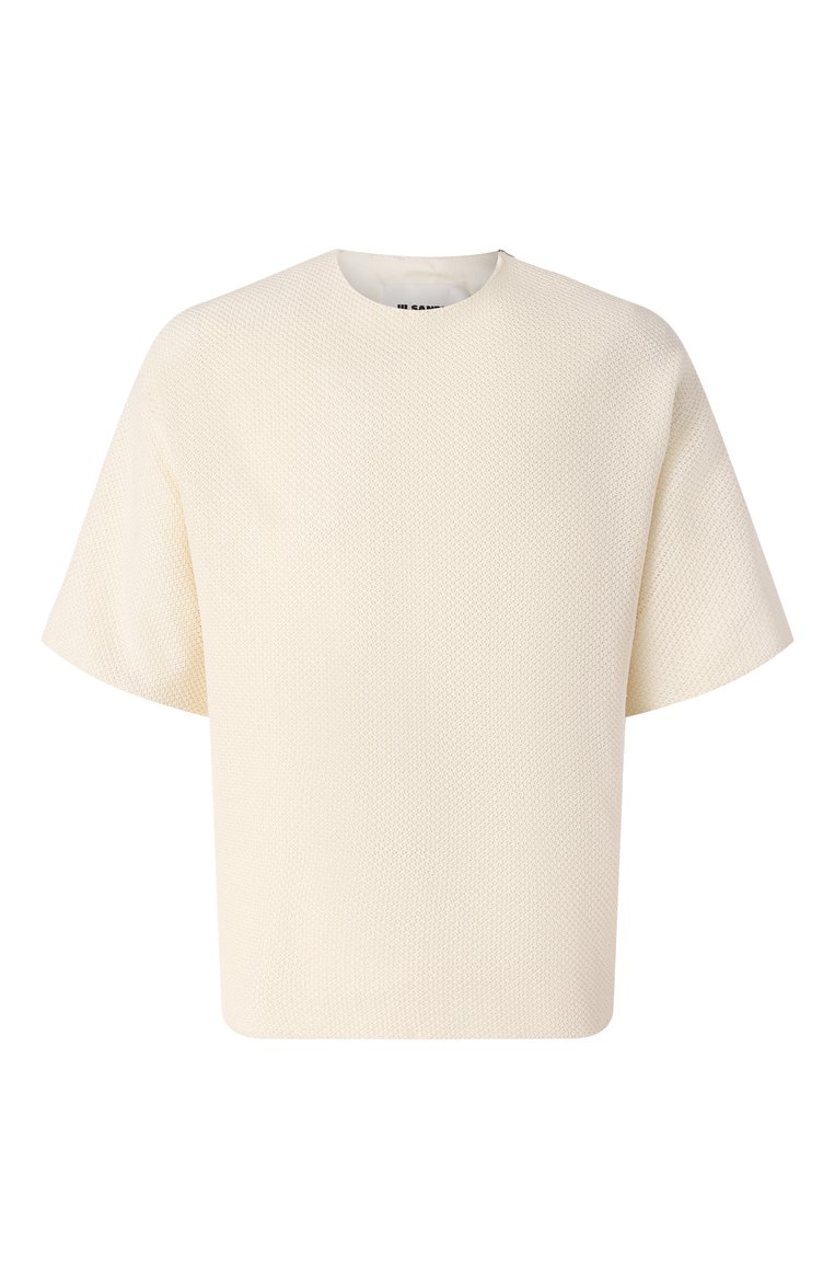 Мужская хлопковая футболка JIL SANDER кремового цвета, арт. J22GC0199/J20258 | Фото 1 (Рукава: 3/4; Длина (для топов): Стандартные; Принт: Без принта; Стили: Минимализм; Материал внешний: Хлопок, Синтетический материал; Мужское Кросс-КТ: Футболка-одежда; Кросс-КТ: Джерси; Автоматизация состава: Проставлено; Автоматизация ТО: Проставлено)