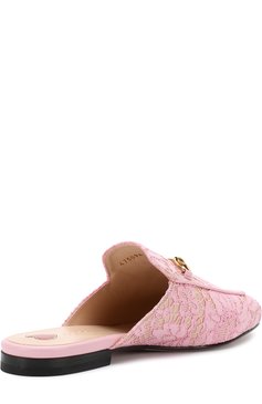 Женские кожаные сабо princetown с глиттером GUCCI розового цвета, арт. 475094/9BY20 | Фото 4 (Подошва: Плоская; Каблук высота: Низкий; Материал внешний: Текстиль, Натуральная кожа; Материал внутренний: Натуральная кожа)