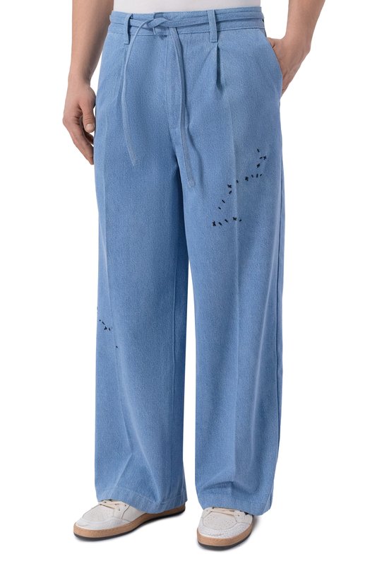 Хлопковые брюки DOMREBEL M LAZY/PLEATED TR0USERS Голубой  M LAZY/PLEATED TR0USERS Фото 3