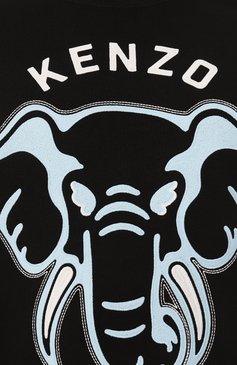 Мужской хлопковый сви�тшот KENZO черного цвета, арт. FE55SW1884MF | Фото 5 (Рукава: Длинные; Длина (для топов): Стандартные; Принт: С принтом; Мужское Кросс-КТ: свитшот-одежда; Материал сплава: Проставлено; Материал внешний: Хлопок; Драгоценные камни: Проставлено; Стили: Кэжуэл)