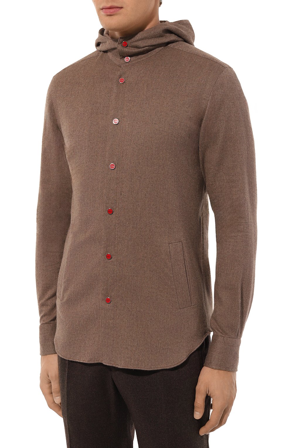 Хлопковая рубашка KITON коричневого цвета по цене 85700 руб., арт. UMCMARH0906109, фото 3 Хлопковая рубашка KITON, арт. UMCMARH0906109, фото 3