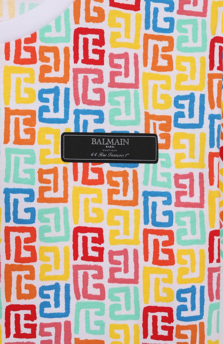 Детская хлопковая футболка BALMAIN разноцветного цвета, арт. BW8Q81 | Фото 3 (Рукава: Короткие; Материал внешний: Хлопок; Мальчики Кросс-КТ: Футболка-одежда; Автоматизация ТО: Проставлено; Автоматизация состава: Проставлено; Ростовка одежда: 6 лет | 116 см, 8 лет | 128 см, 10 - 11 лет | 140 - 146см, 12 лет | 152 см, 13 - 15 лет | 158 см, 16 лет | 164 см)