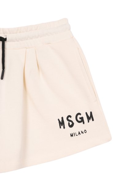 Хлопковые шорты MSGM KIDS кремового цвета по цене 5725 руб., арт. S6MSJGSH066, фото 3 Хлопковые шорты MSGM KIDS, арт. S6MSJGSH066, фото 3