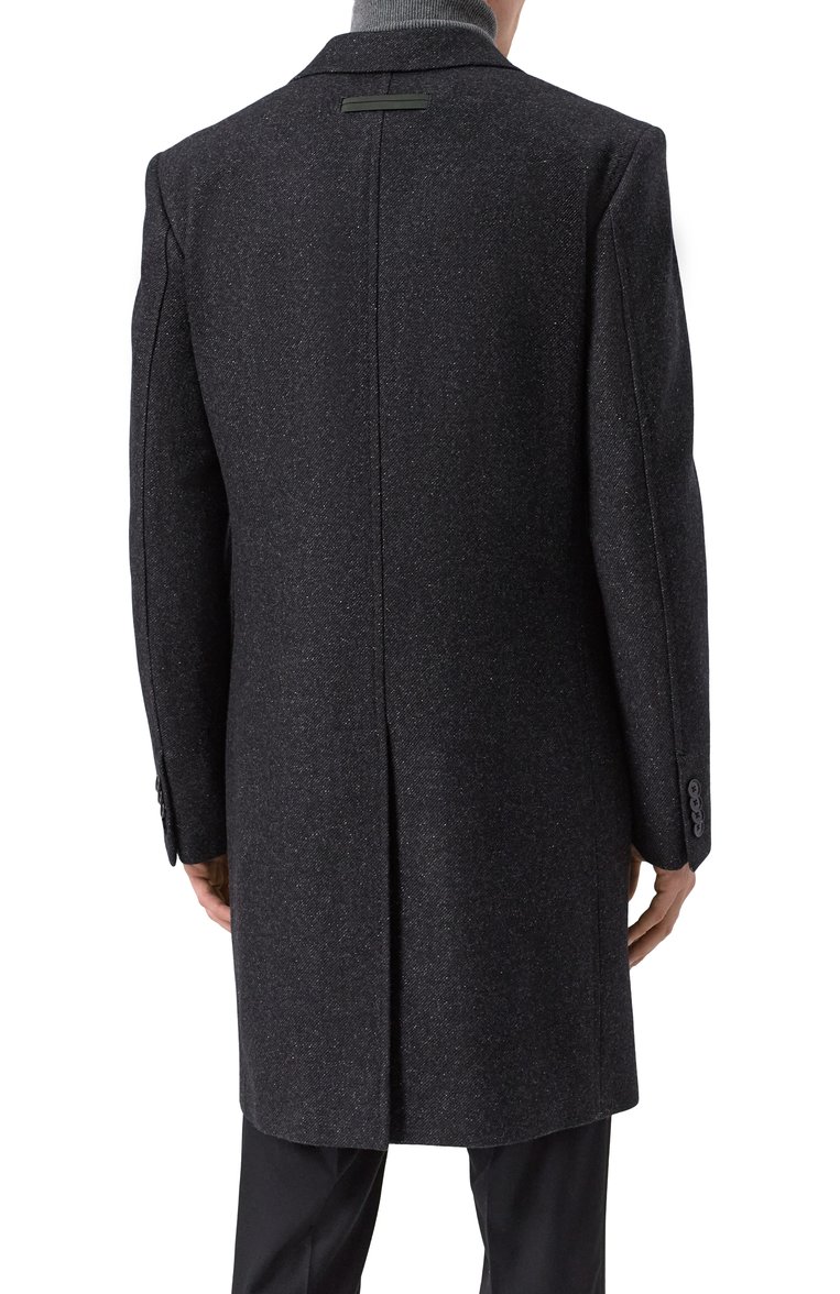Мужской пальто из шерсти и шелка ZEGNA темно-серого цвета, арт. 4GJ3G0/897700A8 | Фото 4 (Материал сплава: Проставлено; Материал подклада: Вискоза; Драгоценные камни: Проставлено; Рукава: Длинные; Материал внешний: Шерсть; Длина (верхняя одежда): До середины бедра; 1-2-бортные: Однобортные; Стили: Кэжуэл, Классический; Мужское Кросс-КТ: пальто-верхняя одежда)