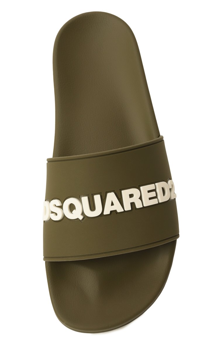 Мужские шлепанцы DSQUARED2 хаки цвета, арт. FFM0023 17205013 | Фото 6 (Нос: Не проставлено; Материал внешний: Резина)