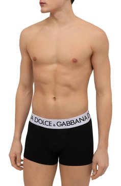 Мужские хлопковые боксеры DOLCE & GABBANA черного цвета, арт. M4B97J/0UAIG | Фото 2 (Кросс-КТ: бельё; Материал сплава: Проставлено; Нос: Не проставлено; Материал внешний: Хлопок; Мужское Кросс-КТ: Трусы)