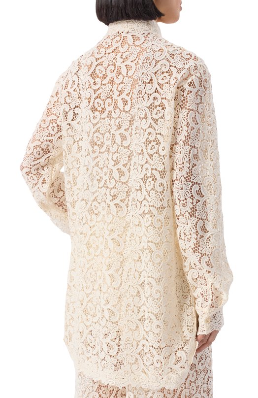 Хлопковая блузка Ermanno Scervino D464K616HGJ Кремовый  D464K616HGJ Фото 4