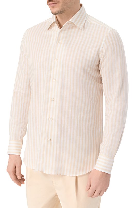 Рубашка из хлопка и льна MVST M0RBIDA/R0BERT0/R0UND/300-C0TT0N/LINEN Бежевый  M0RBIDA/R0BERT0/R0UND/300-C0TT0N/LINEN Фото 3