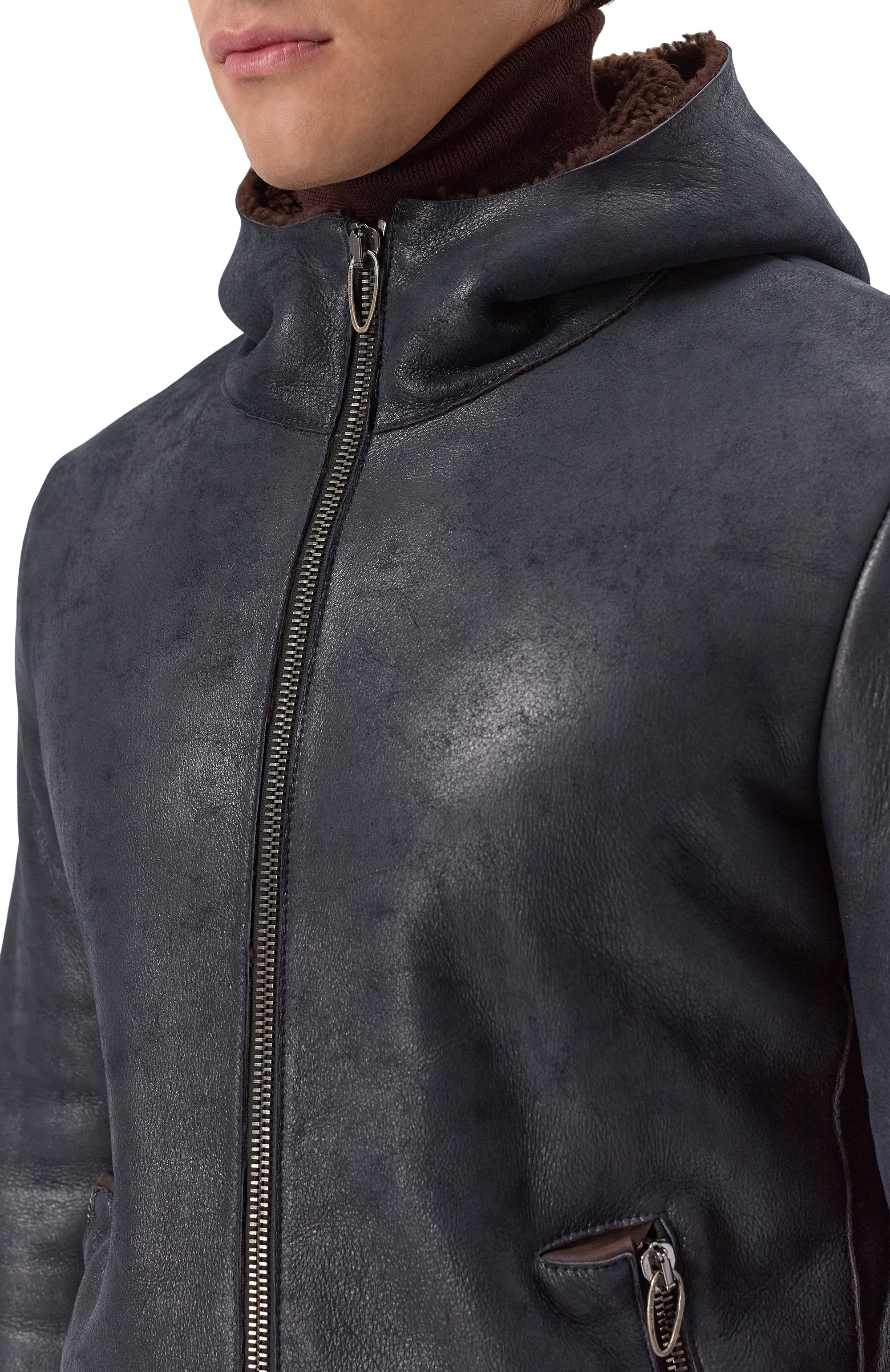 Дубленка из овчины DANIELE BASTA темно-синего цвета по цене 312500 руб., арт. DB1049S61S59GRP, фото 5 Дубленка из овчины DANIELE BASTA, арт. DB1049S61S59GRP, фото 5