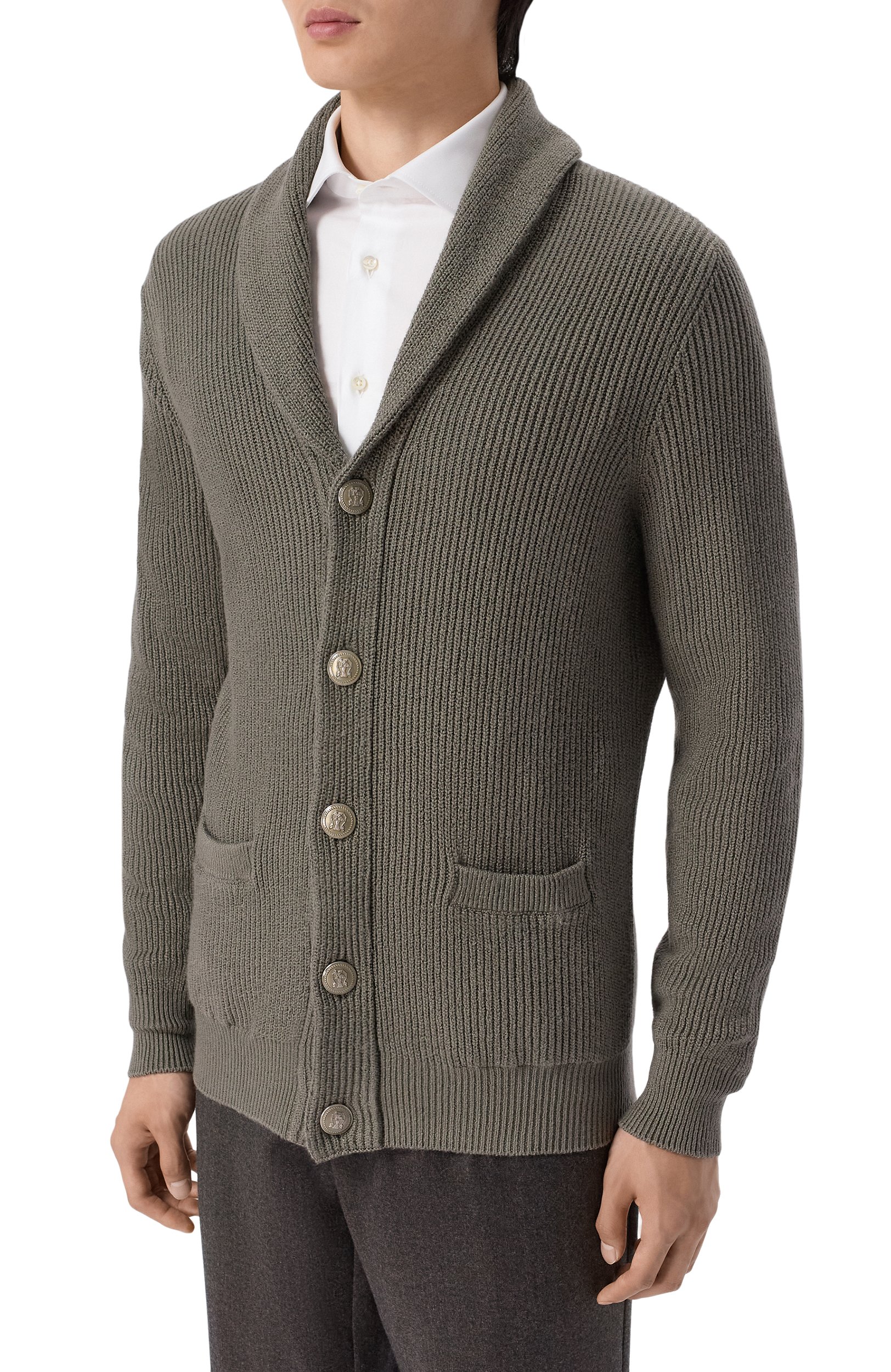 Хлопковый кардиган BRUNELLO CUCINELLI хаки цвета по цене 287000 руб., арт. MNI709706, фото 3 Хлопковый кардиган BRUNELLO CUCINELLI, арт. MNI709706, фото 3