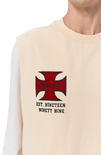 Хлопковая майка KSUBI светло-бежевого цвета по цене 18600 руб., арт. MSP26TA002, фото 5 Хлопковая майка KSUBI, арт. MSP26TA002, фото 5