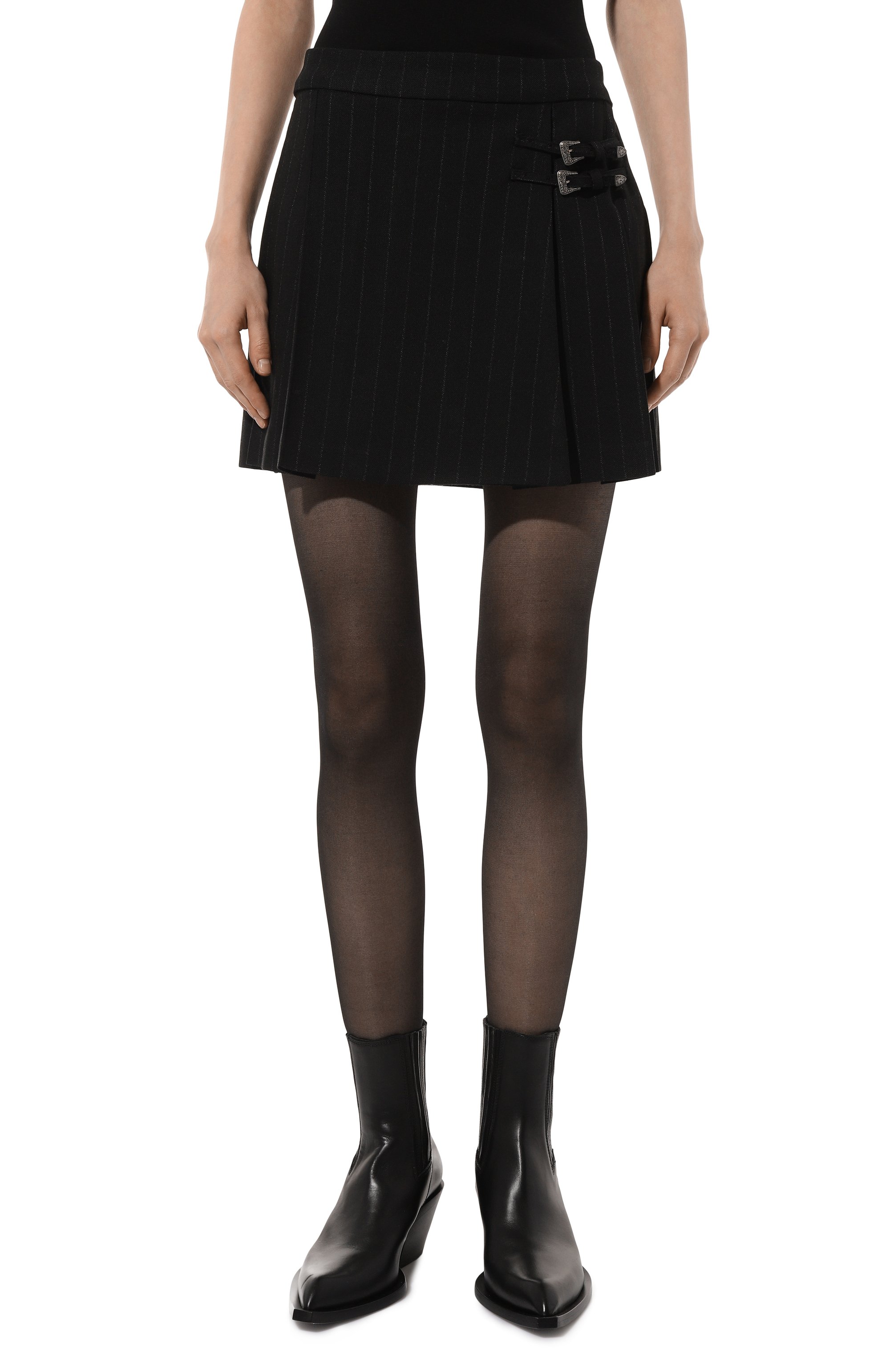 Шерстяная юбка THE KOOPLES черного цвета по цене 37800 руб., арт. FJUP29224K, фото 3 Шерстяная юбка THE KOOPLES, арт. FJUP29224K, фото 3