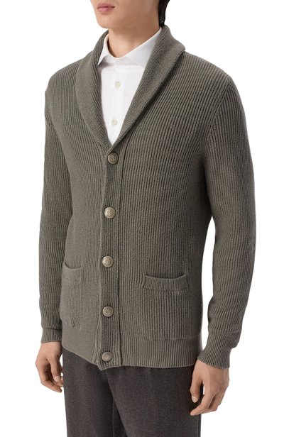 Хлопковый кардиган BRUNELLO CUCINELLI хаки цвета по цене 287000 руб., арт. MNI709706, фото 3 Хлопковый кардиган BRUNELLO CUCINELLI, арт. MNI709706, фото 3