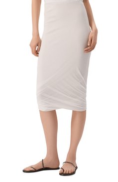 Женская хлопковая юбка JIL SANDER белого цвета, арт. J02MA0274/J20249 | Фото 3 (Длина Ж (юбки, платья, шорты): Миди; Материал внешний: Хлопок; Женское Кросс-КТ: Юбка-карандаш; Стили: Кэжуэл)