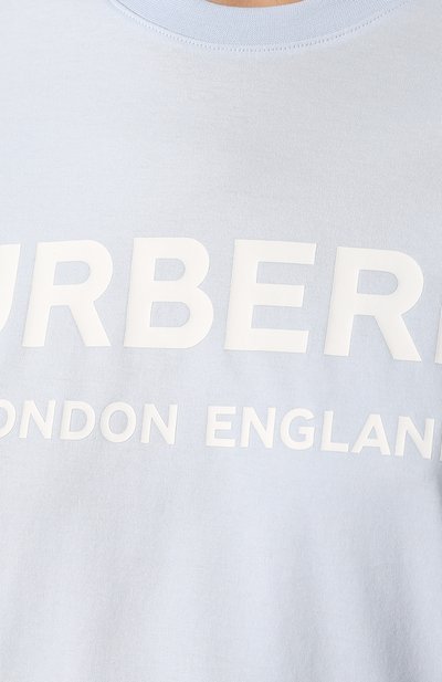 Хлопковая футболка BURBERRY голубого цвета по цене 44900 руб., арт. 8021271, фото 5 Хлопковая футболка BURBERRY, арт. 8021271, фото 5