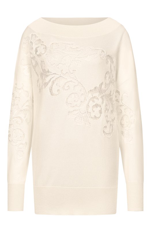 Пуловер из хлопка и вискозы Elie Saab T0275NR26/CK014 Кремовый T0275NR26/CK014