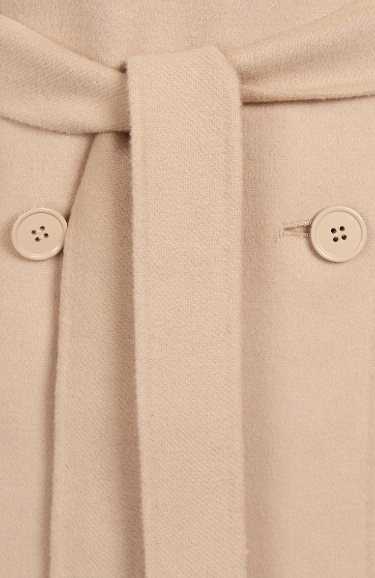 Женское шерстяное пальто WEEKEND MAX MARA бежевого цвета, арт. AVENUE | Фото 6 (Автоматизация ТО: Проставлено; Материал внешний: Шерсть; Автоматизация состава: Проставлено; Длина (верхняя одежда): До середины бедра; Рукава: Длинные; 1-2-бортные: Двубортные; Стили: Классический)
