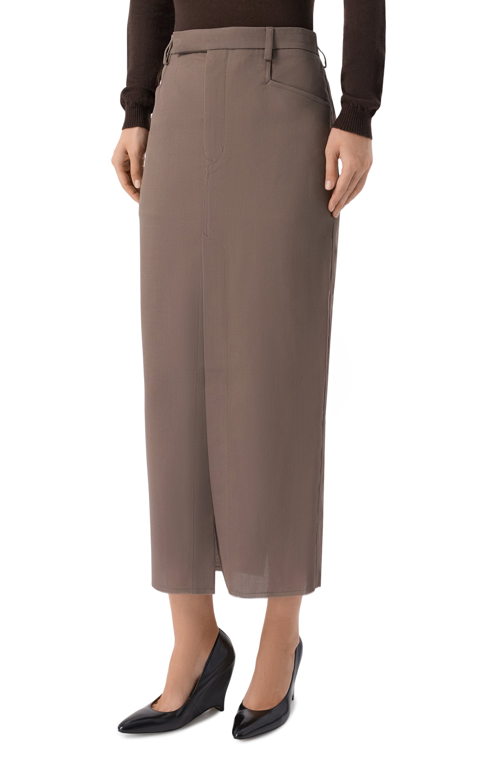 Шерстяная юбка RICK OWENS серого цвета по цене 98450 руб., арт. RP02F5349/WT, фото 3 Шерстяная юбка RICK OWENS, арт. RP02F5349/WT, фото 3