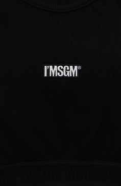 Детский хлопковый топ MSGM KIDS черного цвета, арт. S4MSJGT0287 | Фото 3 (Рукава: Короткие; Девочки Кросс-КТ: топ-одежда; Материал сплава: Проставлено; Материал внешний: Хлопок; Драгоценные камни: Проставлено; Ростовка одежда: 6 лет | 116 см, 8 лет | 128 см, 10 - 11 лет | 140 - 146см, 12 лет | 152 см, 16 лет | 164 см)