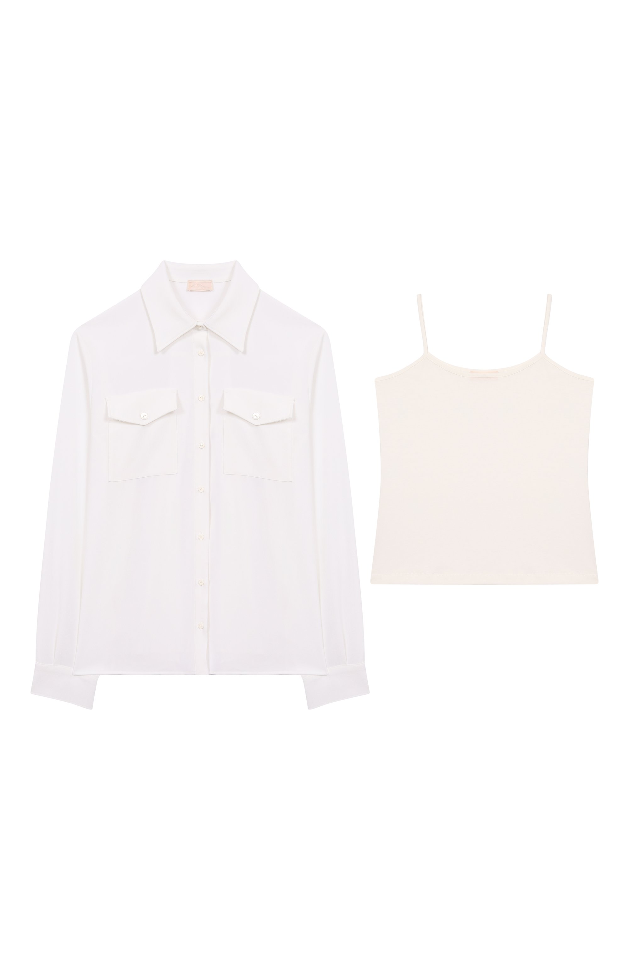 Комплект из рубашки и топа BLUMARINE кремового цвета по цене 27600 руб., арт. BFCA0200/GA019/14-16A, фото 1 Комплект из рубашки и топа BLUMARINE, арт. BFCA0200/GA019/14-16A, фото 1