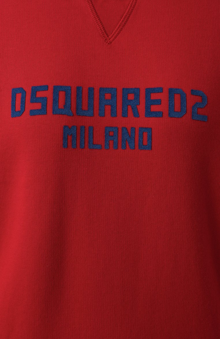 Женский хлопковый свитшот DSQUARED2 красного цвета, арт. S75GU0567/D25015 | Фото 6 (Материал сплава: Проставлено; Драгоценные камни: Проставлено; Длина (для топов): Стандартные; Рукава: Длинные; Стили: Спорт-шик; Материал внешний: Хлопок)
