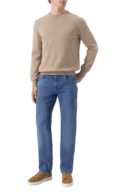 Мужские джинсы standard 7 FOR ALL MANKIND синего цвета, арт. 7T519B80XXM | Фото 2 (Длина (брюки, джинсы): Стандартные; Автоматизация состава: Проставлено; Материал внешний: Хлопок; Автоматизация ТО: Проставлено)